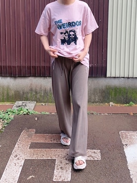 「qoo10のアイテム（サンダル、ベージュ系）」を使った、夏美さん（レディース・160cm）の夏コーディネート