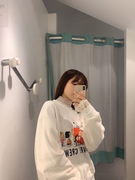 「オルチャンファッション」｜「アイテム（スウェット）」を使った、夏美さん（レディース・160cm）の秋コーディネート
