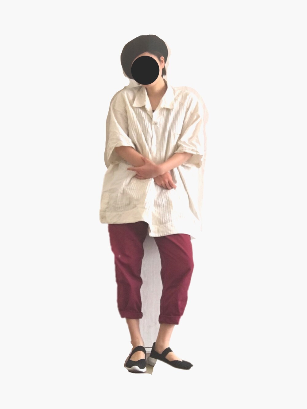 「休日スタイル、シンプル、古着」｜「古着のアイテム（シャツ/ブラウス、ホワイト系）」を使った、ネギさん（レディース・162cm）の夏コーディネートの1枚目の写真