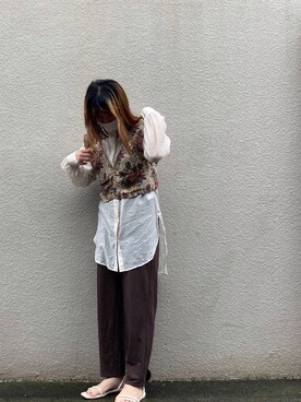 「pairpair」｜「アイテム（スラックス）」を使った、千さん（レディース・160cm）の夏コーディネート