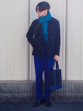 ピーコートを使った 青 のメンズ人気ファッションコーディネート Wear