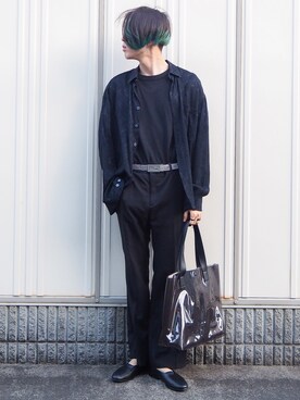 「ピアス」｜「アイテム（スリッポン）」を使った、UJUさん（メンズ・176cm）の夏コーディネート