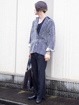 「ピアス」｜「アイテム（スリッポン）」を使った、UJUさん（メンズ・176cm）の夏コーディネート