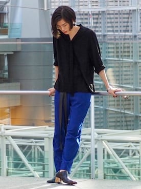 「MONDEWORK（モンドワーク）のアイテム（ピアス（両耳用））」を使った、UJUさん（メンズ・176cm）の秋コーディネート