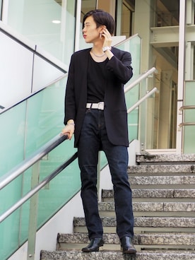 ベルトを使った デニムスキニー のメンズ人気ファッションコーディネート Wear