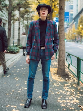 「アイテム（ピアス（両耳用））」を使った、UJUさん（メンズ・176cm）の冬コーディネート