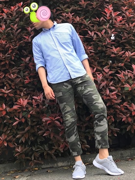 「迷彩パンツ」｜TANAKA COMPANYさん（メンズ・175cm・20代）の春コーディネート
