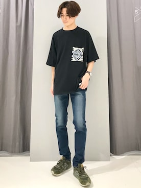 「黒Tシャツ」｜_kaitoさん（メンズ・168cm・20代）の春コーディネート