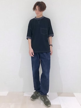 「ワッフルクルーネックＴ」｜_kaitoさん（メンズ・168cm）の夏コーディネート