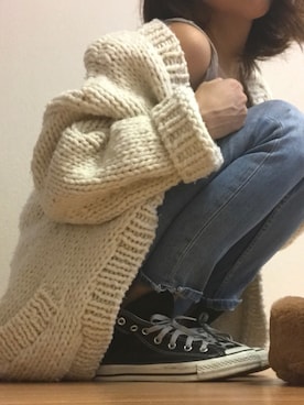 「ざっくりカーデ」｜n♡さん（レディース・160cm）の秋コーディネート