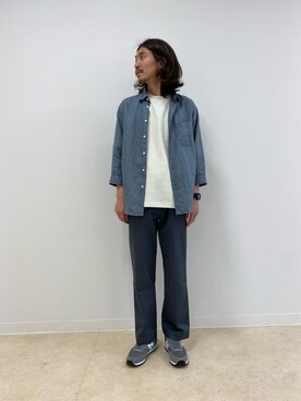 「URBAN RESEARCH DOORS（アーバンリサーチドアーズ）のLinen 7分袖 Shirts（シャツ/ブラウス、ブルー系）」を使った、shibaさん（メンズ・173cm）の春コーディネート