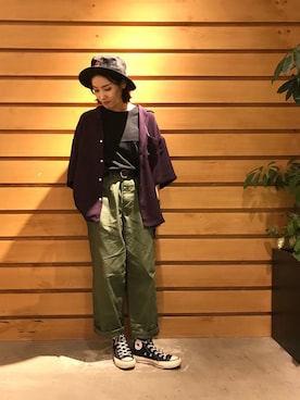 「RAGEBLUE（レイジブルー）のアイテム（ハット）」を使った、Miki Maedaさん（レディース・151cm）の夏コーディネート