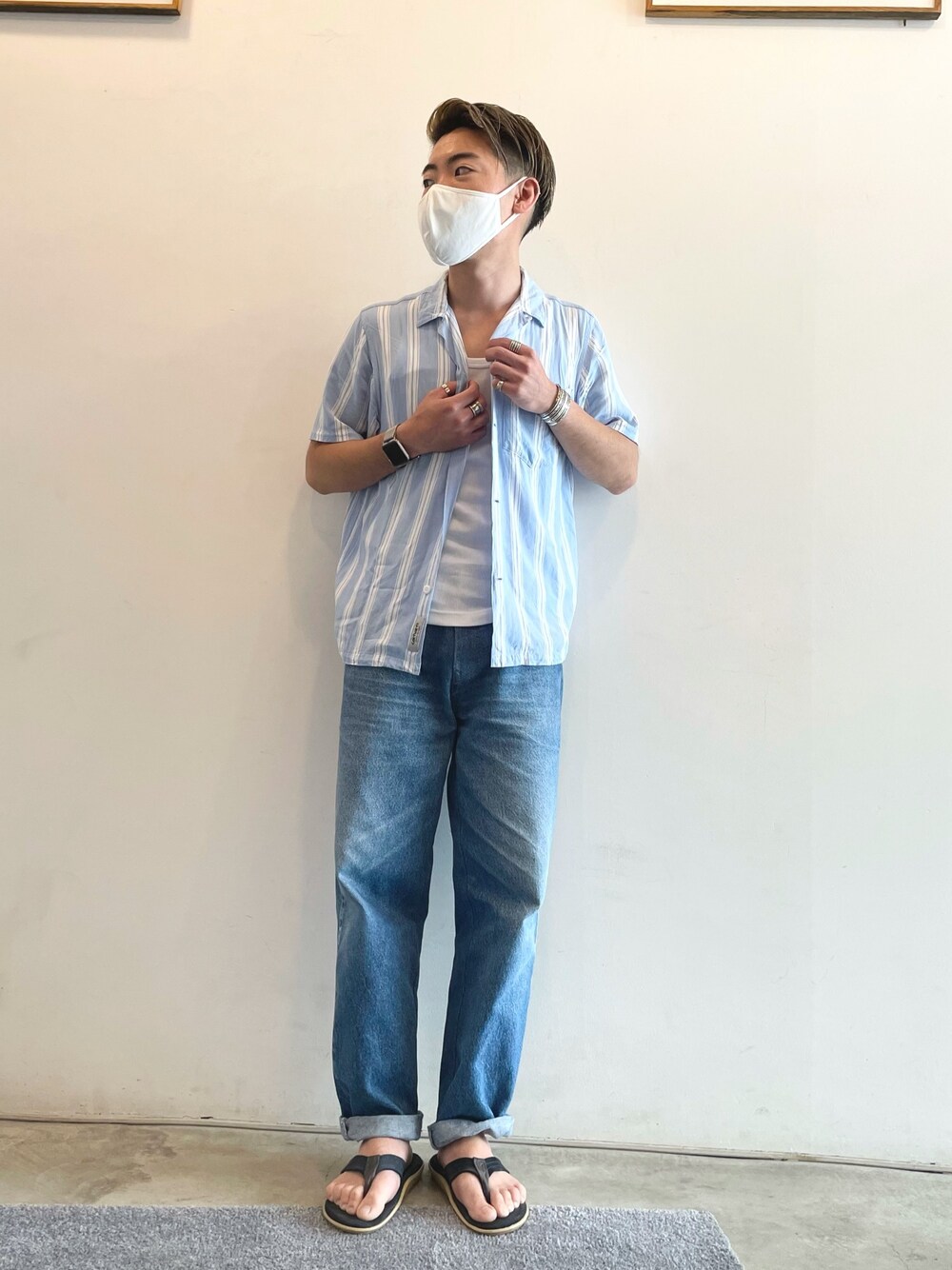 「鎌倉美容師、川村勇貴、ユウキスタイル、carharrt、Carharrtwip、春夏コーデ、大人ストリート、ビーサンコーデ、鎌倉、美容室」｜「Carhartt WIPのアイテム（シャツ/ブラウス、ブルー系）」を使った、yukikwamura0725さん（メンズ・170cm）の春コーディネートの1枚目の写真