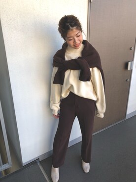 「LOWRYS FARM（ローリーズファーム）のストレッチヒールブーツ　851418（ブーツ）」を使った、chucamanriさん（レディース・156cm）の秋コーディネート