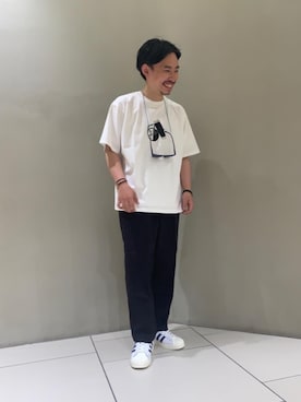 「RECOMMEND  ITEM STYLING」｜「アイテム（スラックス）」を使った、Kikuta Daisukeさん（メンズ・164cm）の春コーディネート