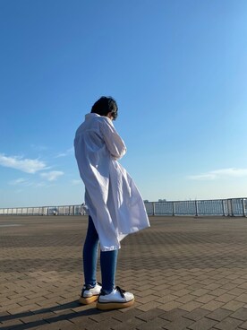 「UNIQLO（ユニクロ）のアイテム（シャツ/ブラウス、ホワイト系）」を使った、なーさん（レディース・159cm）の春コーディネート