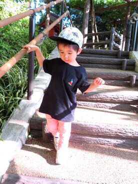 「FOB FACTORY（エフオービーファクトリー）のアイテム（帽子）」を使った、SHUNKIさん（キッズ・90cm）の春コーディネート