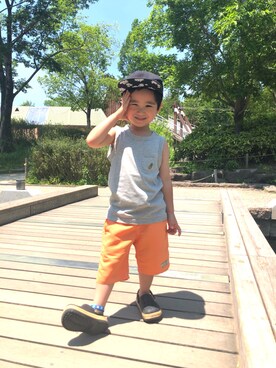 「F.O.KIDS（エフオーキッズ）のアイテム（タンクトップ）」を使った、SHUNKIさん（キッズ・92cm）の夏コーディネート