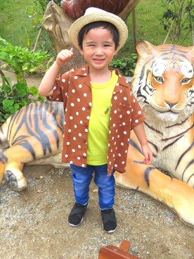 「F.O.KIDS（エフオーキッズ）のアイテム（タンクトップ）」を使った、SHUNKIさん（キッズ・92cm）の夏コーディネート