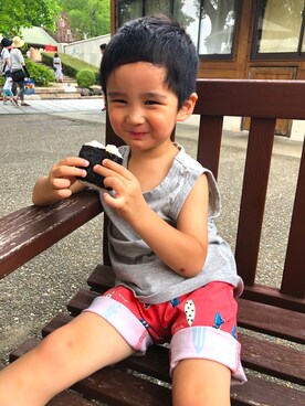 「F.O.KIDS（エフオーキッズ）のアイテム（タンクトップ）」を使った、SHUNKIさん（キッズ・100cm）の夏コーディネート