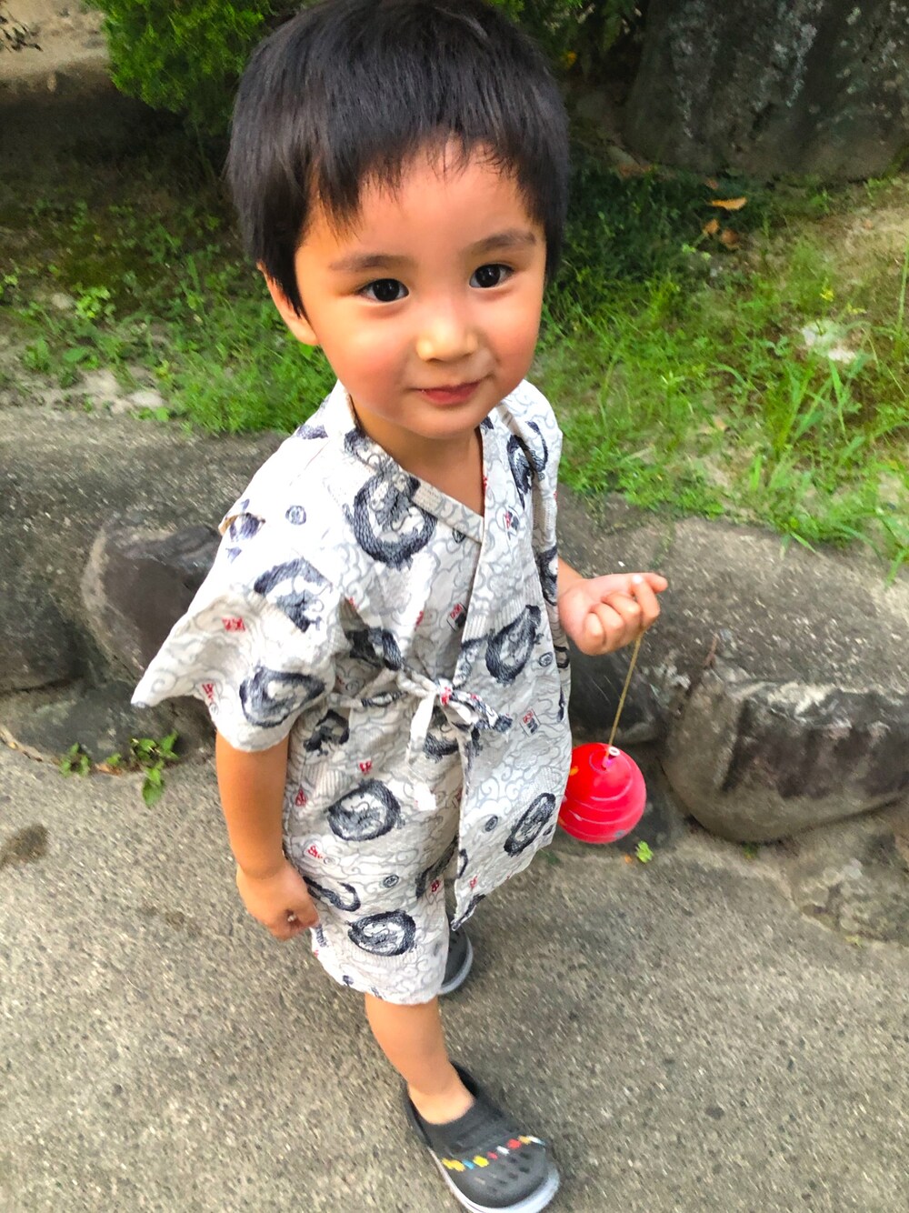「Birthdayのアイテム（水着/着物・浴衣、ホワイト系）」を使った、SHUNKIさん（キッズ・100cm）の夏コーディネートの1枚目の写真