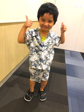 「F.O.KIDS（エフオーキッズ）のアイテム（タンクトップ）」を使った、SHUNKIさん（キッズ・100cm）の夏コーディネート