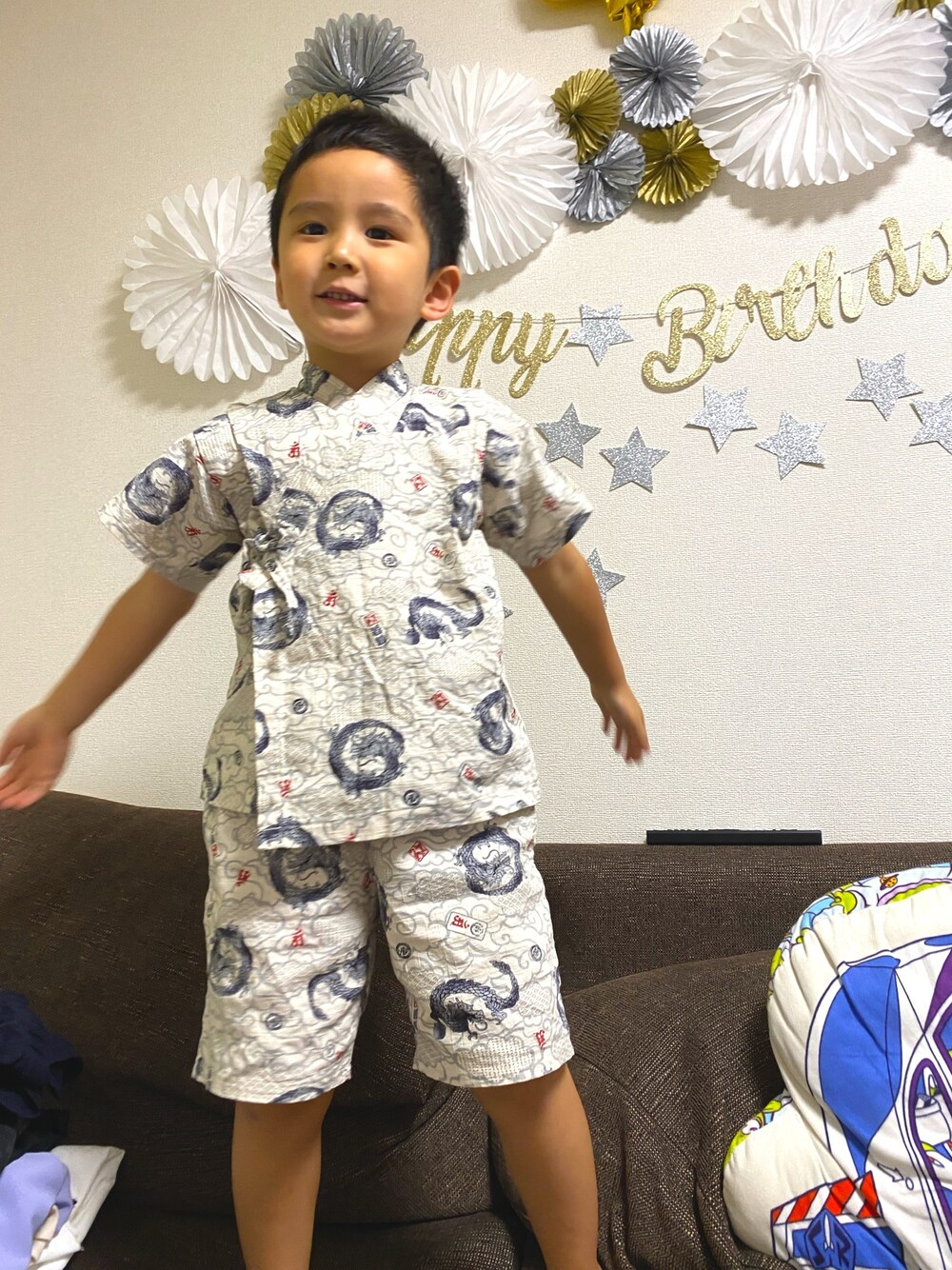 「Birthdayのアイテム（水着/着物・浴衣、ホワイト系）」を使った、SHUNKIさん（キッズ・110cm）の夏コーディネートの1枚目の写真