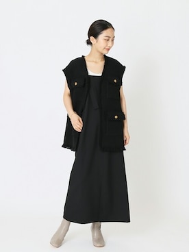 「ツイードベスト」｜「アイテム（ジャケット/アウター）」を使った、Matsumotoさん（レディース・162cm）の夏コーディネート
