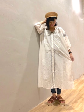 「earth music&ecology（アースミュージックアンドエコロジー）のアイテム（キャスケット）」を使った、ぷくもちょさん（レディース・157cm）の春コーディネート
