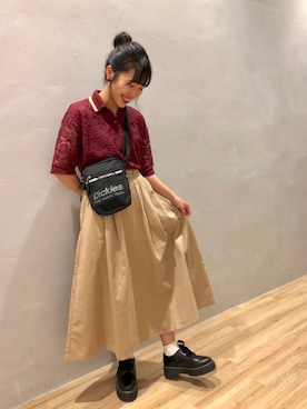 「Dickies（ディッキーズ）のアイテム（バッグ）」を使った、ぷくもちょさん（レディース・157cm）の秋コーディネート