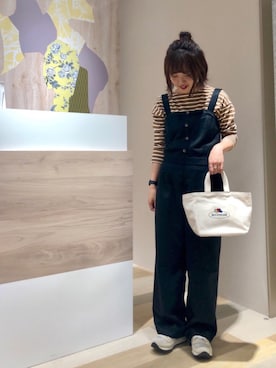 「Green　Parks（グリーンパークス）のアイテム（サロペット/オーバーオール）」を使った、ぷくもちょさん（レディース・157cm）の夏コーディネート