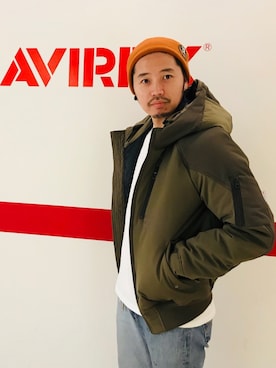 「アイテム（ハット、オレンジ系）」を使った、AVIREX HIDEO.Yさん（メンズ・168cm）の秋コーディネート