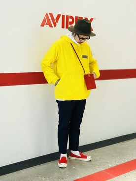 「AVIREX（アヴィレックス）のアイテム（マウンテンパーカー）」を使った、AVIREX HIDEO.Yさん（メンズ・168cm）の冬コーディネート