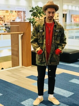 「コーディネート」｜「アイテム（ミリタリージャケット）」を使った、AVIREX HIDEO.Yさん（メンズ・168cm）の夏コーディネート