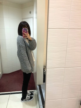 「Cheek（チーク）のアイテム（ニット/セーター、グレー系）」を使った、ちこさん（レディース・153cm）の秋コーディネート