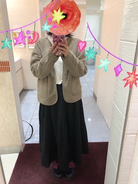 「UNIQLO（ユニクロ）のアイテム（ノーカラージャケット、ベージュ系）」を使った、ちこさん（レディース・153cm）の秋コーディネート