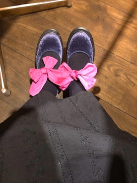 「merry jenny（メリージェニー）のアイテム（シューズ、ブルー系）」を使った、ちこさん（レディース・153cm）の秋コーディネート