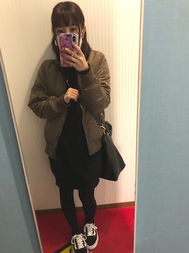 「coca（coca）（コカ）のアイテム（MA-1）」を使った、ちこさん（レディース・153cm）の秋コーディネート