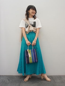 「PHILIPPE AUDIBERT（フィリップ オーディベール）のBY PHILIPPE AUDIBERT ELVIREブレス ¨（ブレスレット）」を使った、小野田桃子さん（レディース・163cm）の春コーディネート