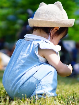 「ZARA KIDSのアイテム（ハット、ベージュ系）」を使った、はんちゃんさん（キッズ・80cm）の春コーディネート