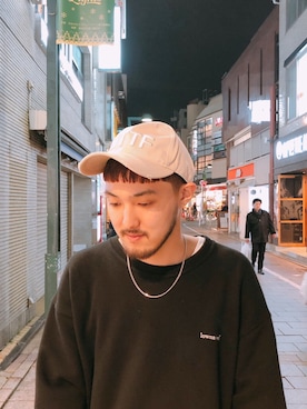 「B'2nd（ビーセカンド）のアイテム（キャップ）」を使った、Renさん（メンズ・182cm）の冬コーディネート
