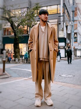 「WRAPINKNOT（ラッピンノット）のアイテム（パンツ）」を使った、Renさん（メンズ・182cm）の秋コーディネート