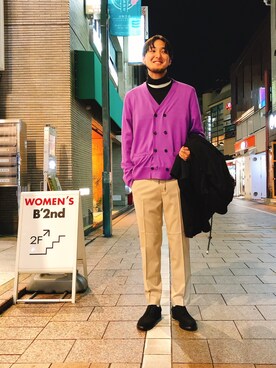 「WRAPINKNOT（ラッピンノット）のアイテム（パンツ）」を使った、Renさん（メンズ・182cm）の秋コーディネート