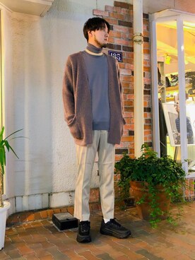 「WRAPINKNOT（ラッピンノット）のアイテム（パンツ）」を使った、Renさん（メンズ・182cm）の秋コーディネート