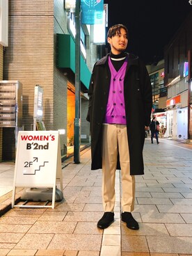 「WRAPINKNOT（ラッピンノット）のアイテム（パンツ）」を使った、Renさん（メンズ・182cm）の秋コーディネート