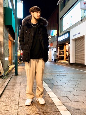 「WRAPINKNOT（ラッピンノット）のアイテム（パンツ）」を使った、Renさん（メンズ・182cm）の秋コーディネート