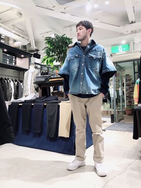 「kolor BEACON（カラービーコン）のアイテム（ジャケット/アウター）」を使った、Renさん（メンズ・182cm）の春コーディネート