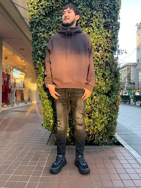 「OURET（オーレット）のアイテム（パーカー）」を使った、Renさん（メンズ・182cm）の春コーディネート