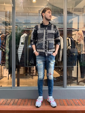「SCROLLのアイテム」を使った、Renさん（メンズ・182cm）の夏コーディネート