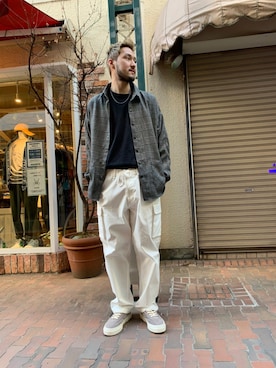 「Stepney Workers Club（ステファニーワーカーズクラブ）のアイテム」を使った、Renさん（メンズ・182cm）の冬コーディネート